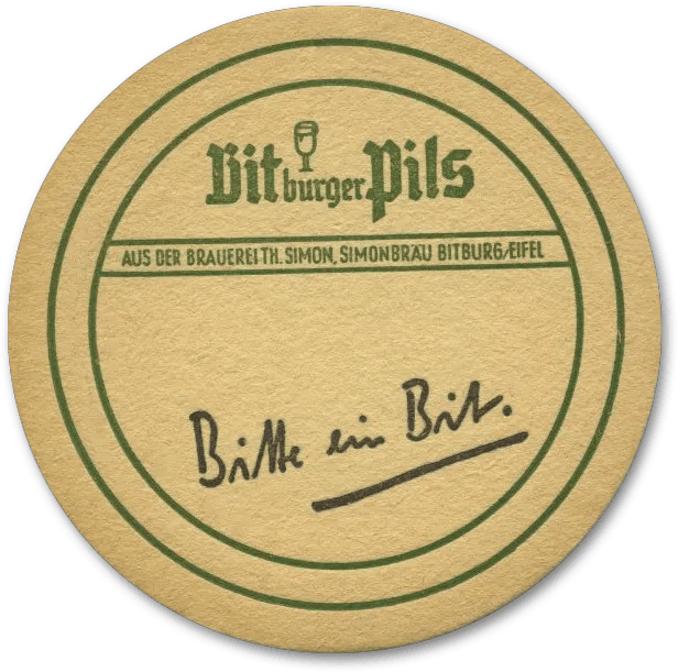 Bierdeckel Bitte ein Bit Handschrift Theobald Simon
