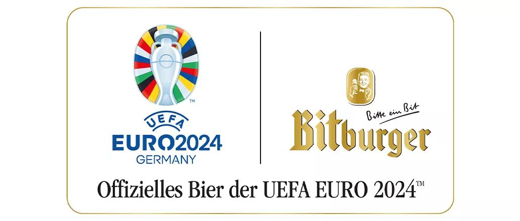 Offizielles Bier der UEFA EURO 2024™ , Partnerlogo der UEFA EURO 2024™ und Bitburger